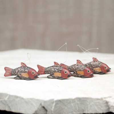 1.8'' Wood Animals Hanging Figurine Ornament