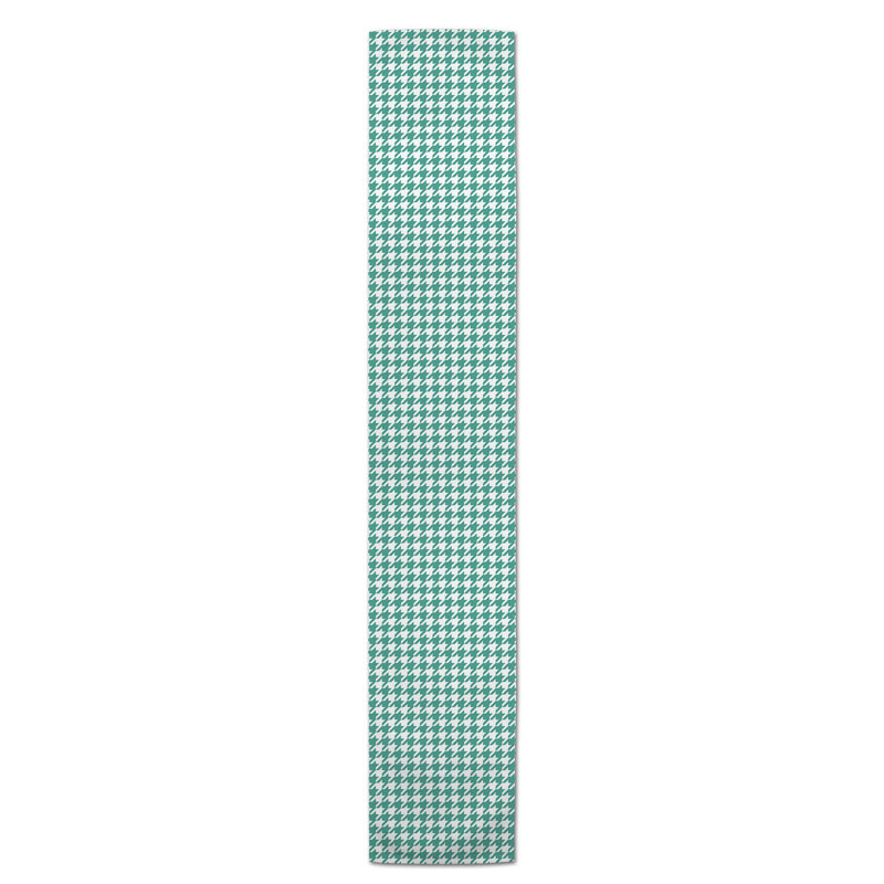 Chemin de table en losanges pointillé Nalston, 72 po x 16 po, Bleu sarcelle, Pied-de-poule