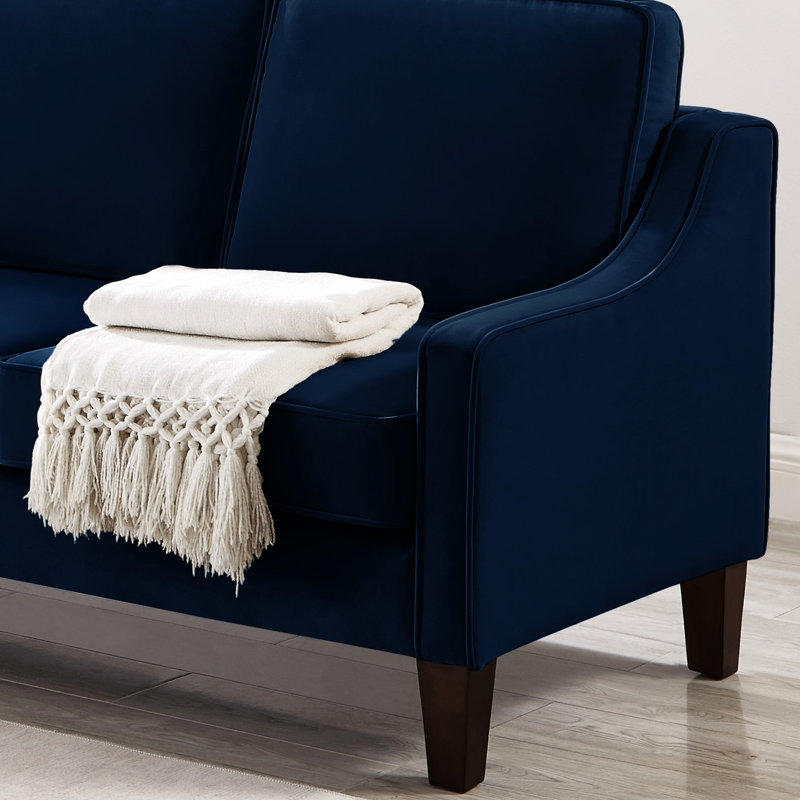 Velours confortable avec dossier rembourré - Fauteuil en mousse bleu marine Relax In Style