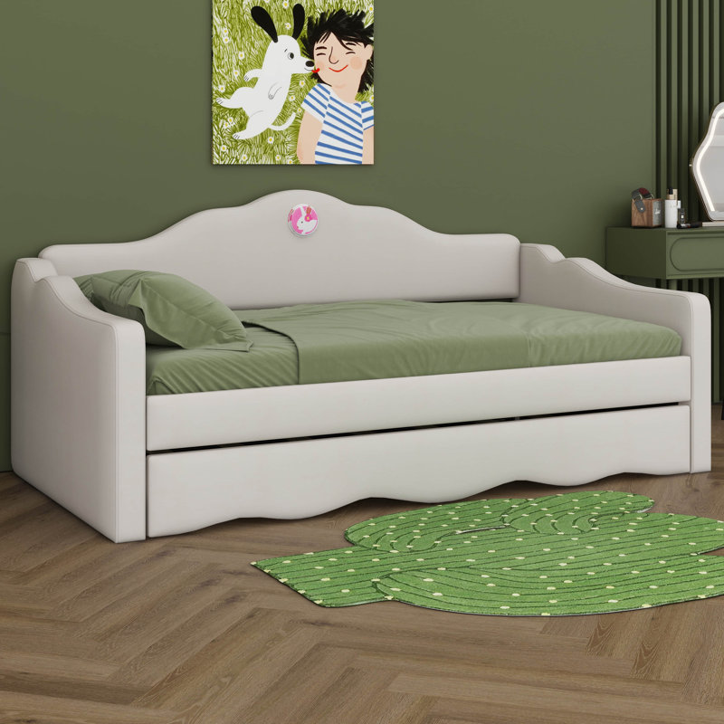 Lit de jour rembourré avec couchette, Beige