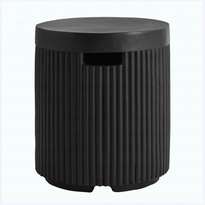 Outdoor Round Propane Tank Cover Table With Vertical Fluted Design,MGO Cylinder Propane Tank Hideaway For 20 Lb Gas Tank,16.93'' Round Patio Side Table With Handle Slots, Propane Not Included