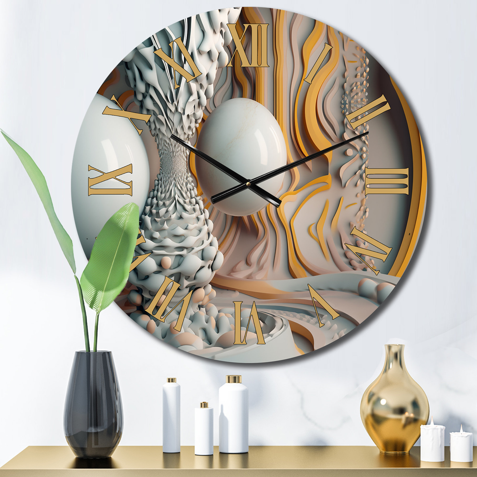 Design Art Fractal Futuristic Architecture VI Metal Wall Clock | Wayfair