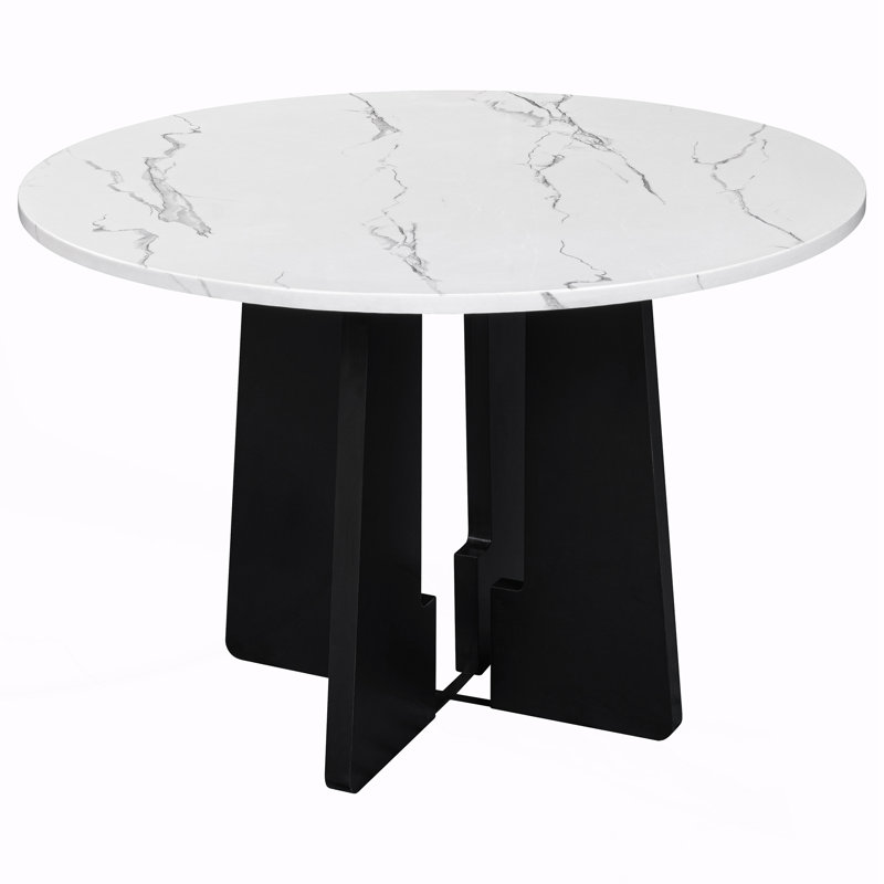 Mid-Century Modern Round Dining Table, White