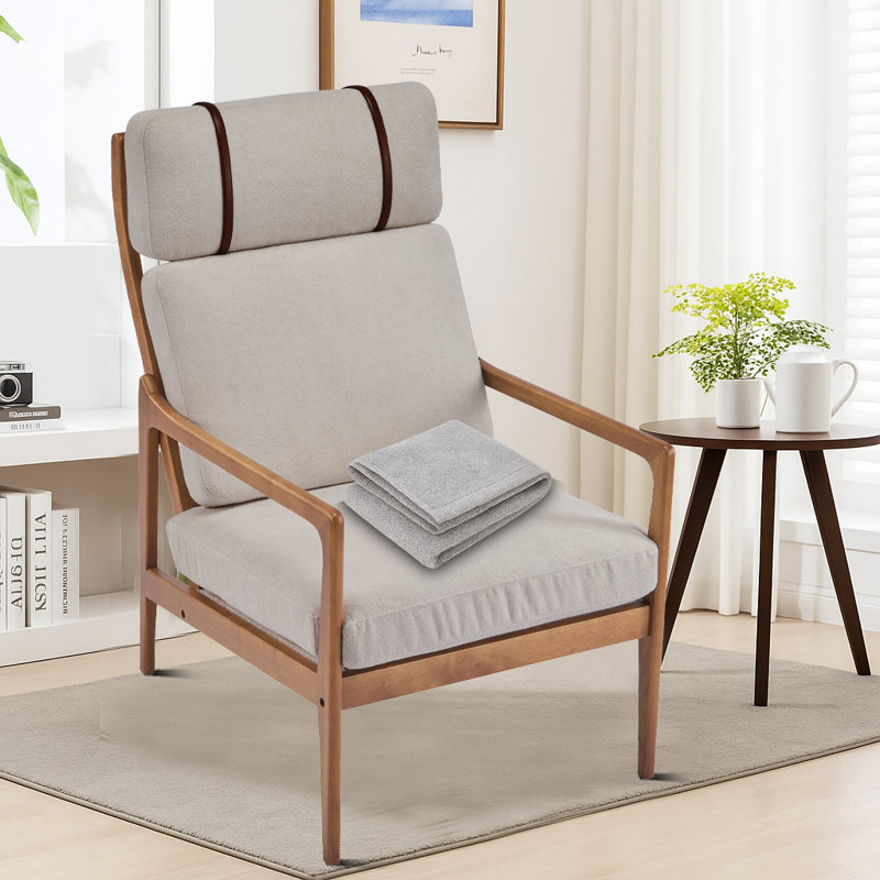 Méridienne Mid-Century, Tissu gris pâle