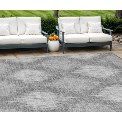 Tapis d'intérieur / extérieur lavable en ikat argenté 9 pi x 12 pi