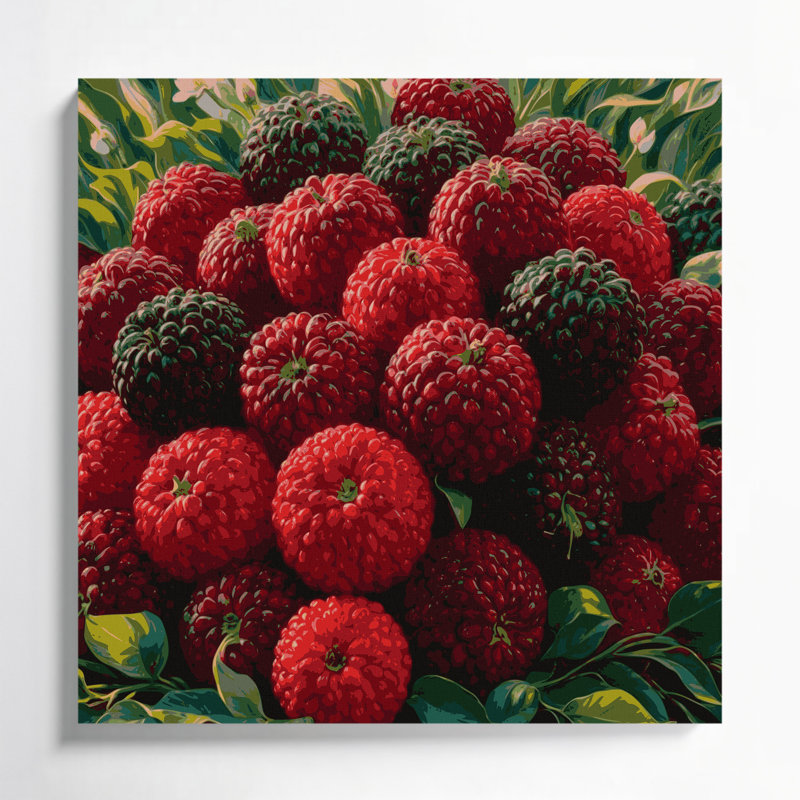 «Fruit Yangmei», art mural sur toile noire, H 32 po x l 32 po