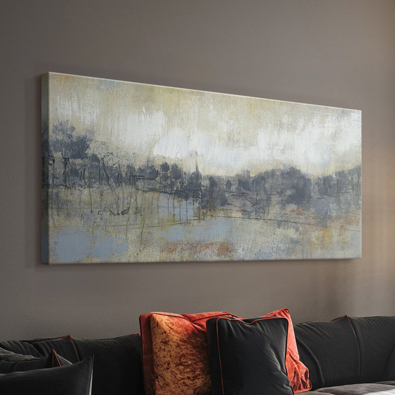 Horizon gris frais I - Toile tendue avec châssis - Prêt à accrocher, H 24 po x l 48 po