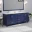 Meuble-lavabo double bleu marine 80 po X P 22 po D, avec plateau en marbre de Carrare-117978738