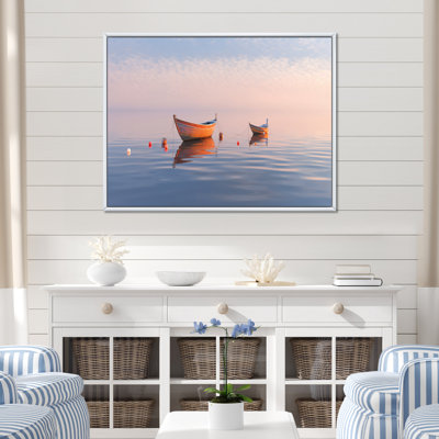 «Dinghy Boat Serenity Pastel Sunset I», reproduction d'art sur toile