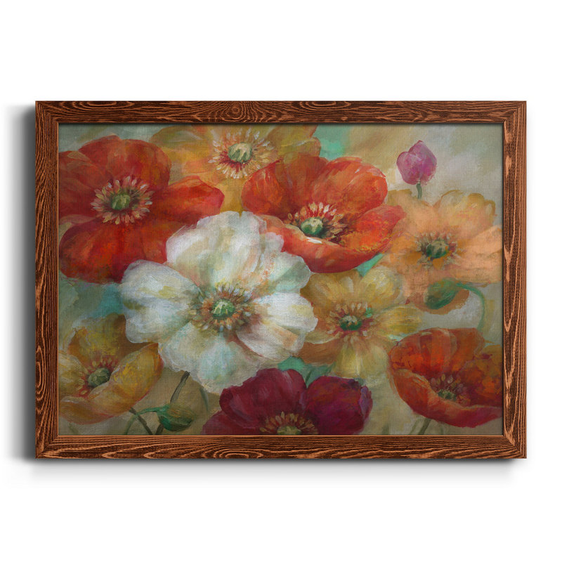 Poppycentric - Peinture sur toile encadrée, Toile encadrée érable, H 31 po x l 44 po x P 1 po