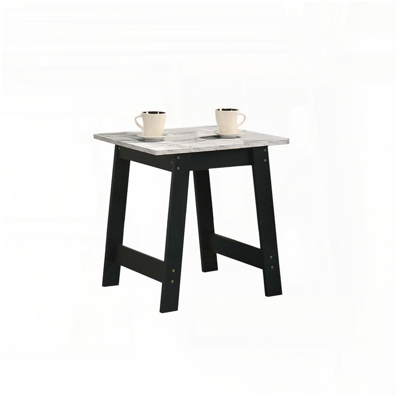 Table de bout en marbre avec pieds noirs - hauteur de 19 po