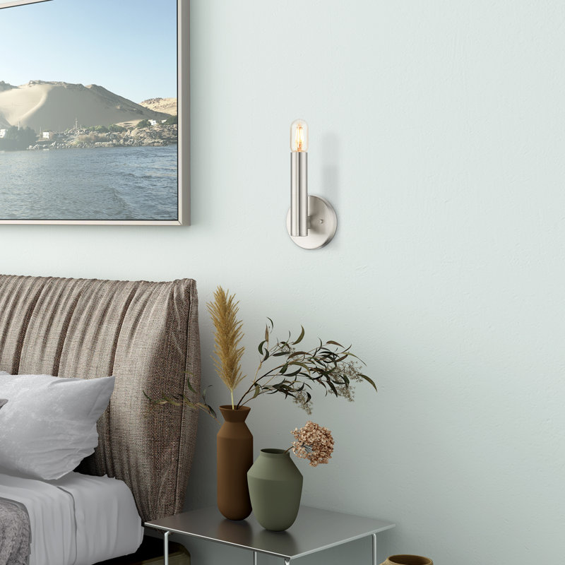 Applique murale en acier Marissah, Nickel brossé