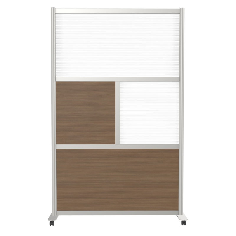 Cloisons de bureau modernes 4 panneaux Orrie, Roulette, Noyer