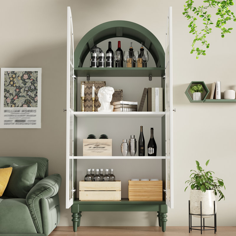 76 cm W Display Cabinet, Green