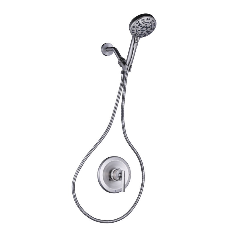 Single-Handle 7 -Spray Wall Mount Shower Faucet, Brushed Nickel