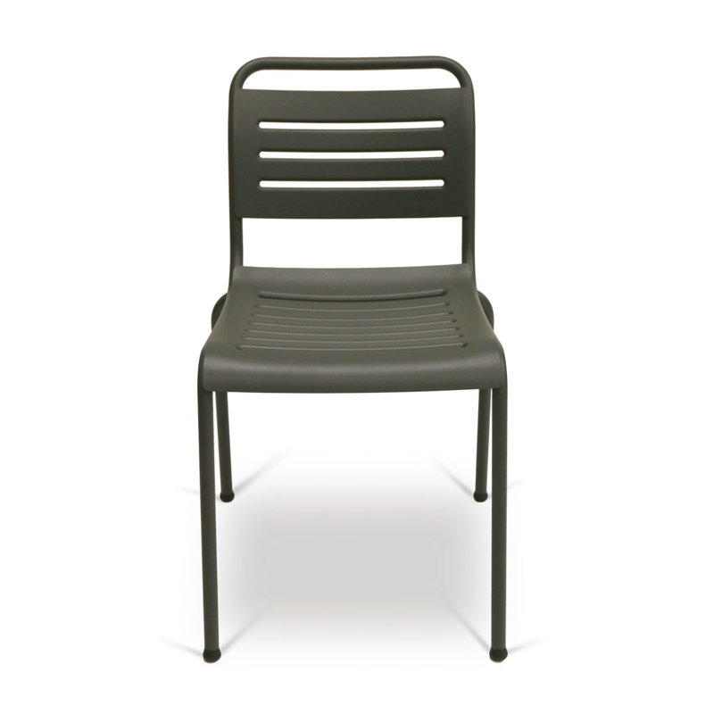 Ace Modern Aluminum Side Chair – Stackable Outdoor Dining Chair, Gray