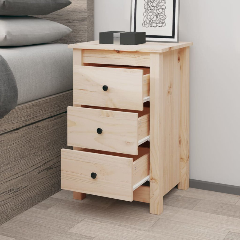 Poulson 40cm W Solid Wood Bedside Table, Brown