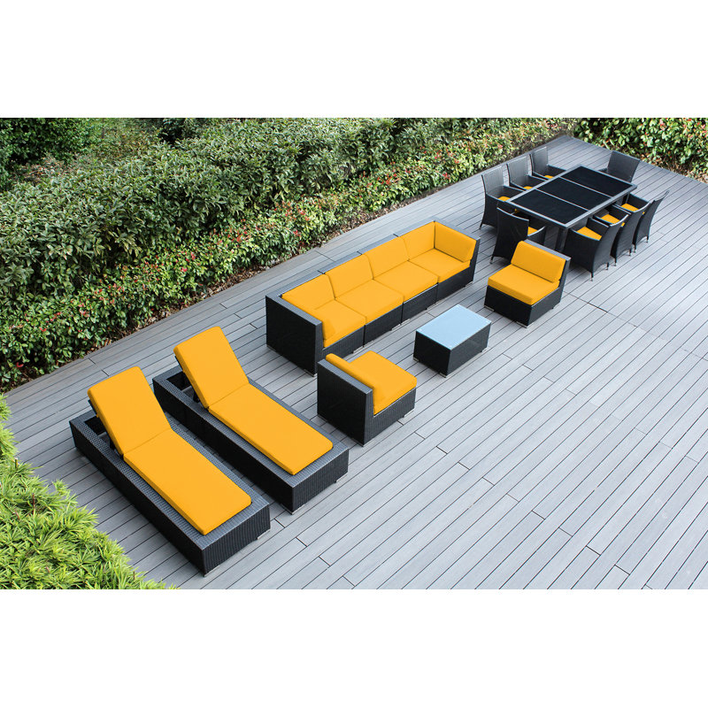 Pavior 16 - Person Modular Patio Conversation Set with Cushions, Canvas Sunflower Yellow Sunbrella® Canvas