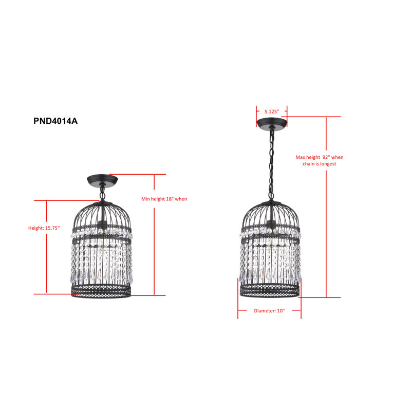 Luminaire suspendu cylindrique de style lanterne à 1 lumière Abe
