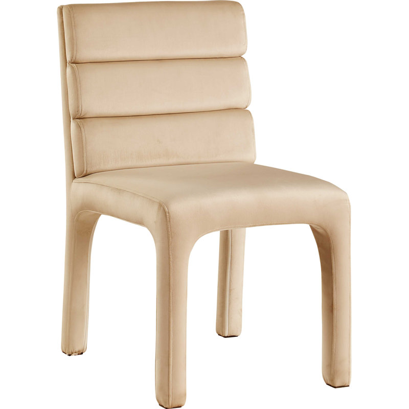 Chaise d'appoint en velours capitonné Kai, Velours brun clair