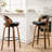 Swivel Bar Stools, 26.8'' Upholstered Counter Stool with Wood Back