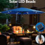 Parasol bleu pour terrasse 11 pieds avec 8 nervures en aluminium, auvent et inclinaison pour les espaces extérieurs