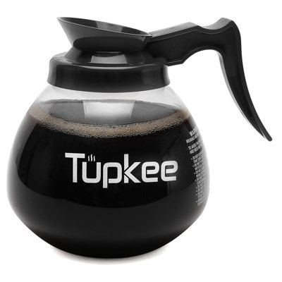 12-Cup Glass Coffee Pot Replacement Decanter, 64 oz Commercial Carafe for Drip Coffee Makers, Black Handle