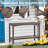 Outdoor Console Table Patio Buffet Bar Storage Organizer 45" Long Wicker Sofa Serving Sideboard Table 2-Shelf Outdoor Bar Table Tall Rectangle Narrow With Adjustable Feet For Entryway Balcony Brown