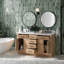 Meuble-lavabo double en bois massif Tidworth avec plateau en quartz blanc de 1,5 po-834460840-818783554