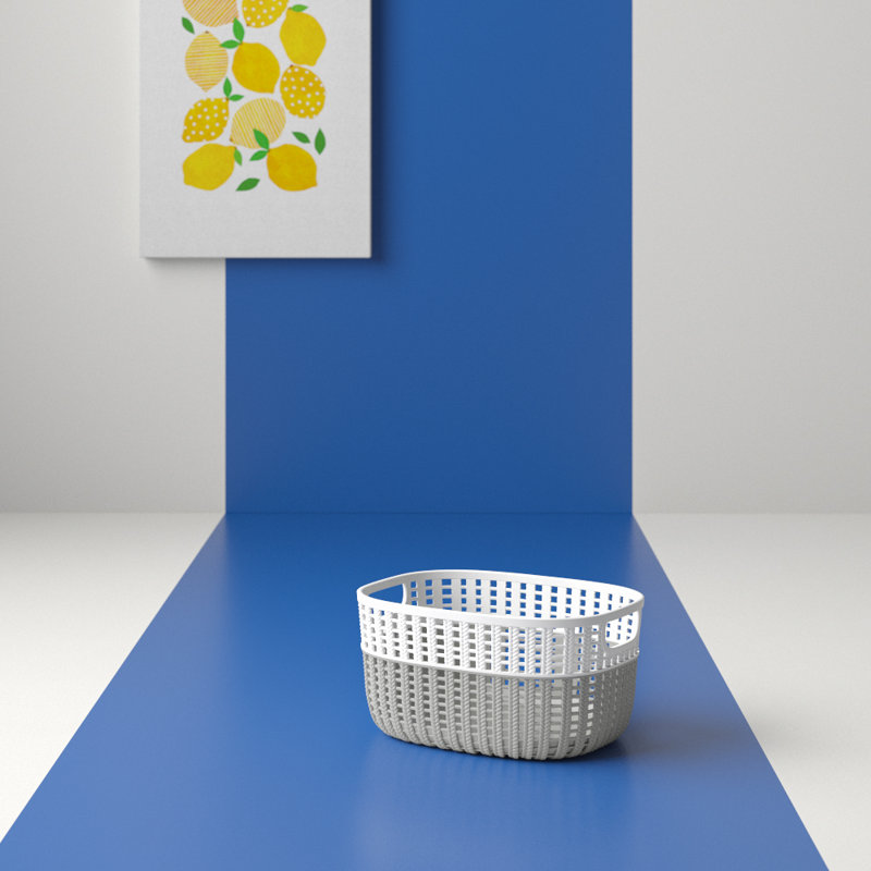Simplify Polypropylene Decorative Basket, 6" H x 9" W x 11" D, Gray/White, 1