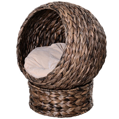Lit pour chat surélevé doux, coussin confortable, panier, fauteuil à œufs, H 23,5 po, lit gris avec tapis, chaise pour l'intérieur,