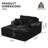 Oversized Chaise Lounge Chair Indoor, Compression，53 Inch Upholstered Sofa Bed with Throw Pillows and Armrests,Cup Holder, Comfy Corduroy Sleeper Couch for Living Room, Bedroom, Office,No Assembly Required，Black-82153966