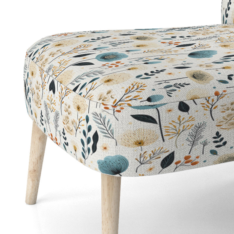 Chaise d'appoint blanche et bleue rembourrée en velours nordique Serenity