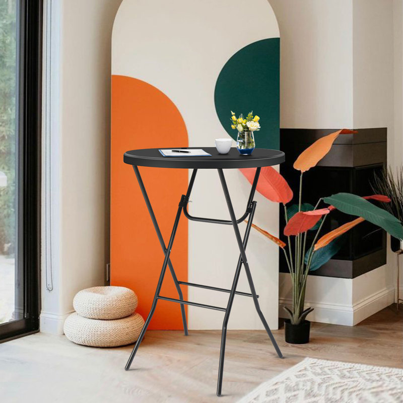 48 po Table pliante ronde en plastique, Noir, noir, noir, noir