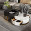 Table basse à plateau rond en bois 31,5 po et 27,56 po blanc-noir-182057222
