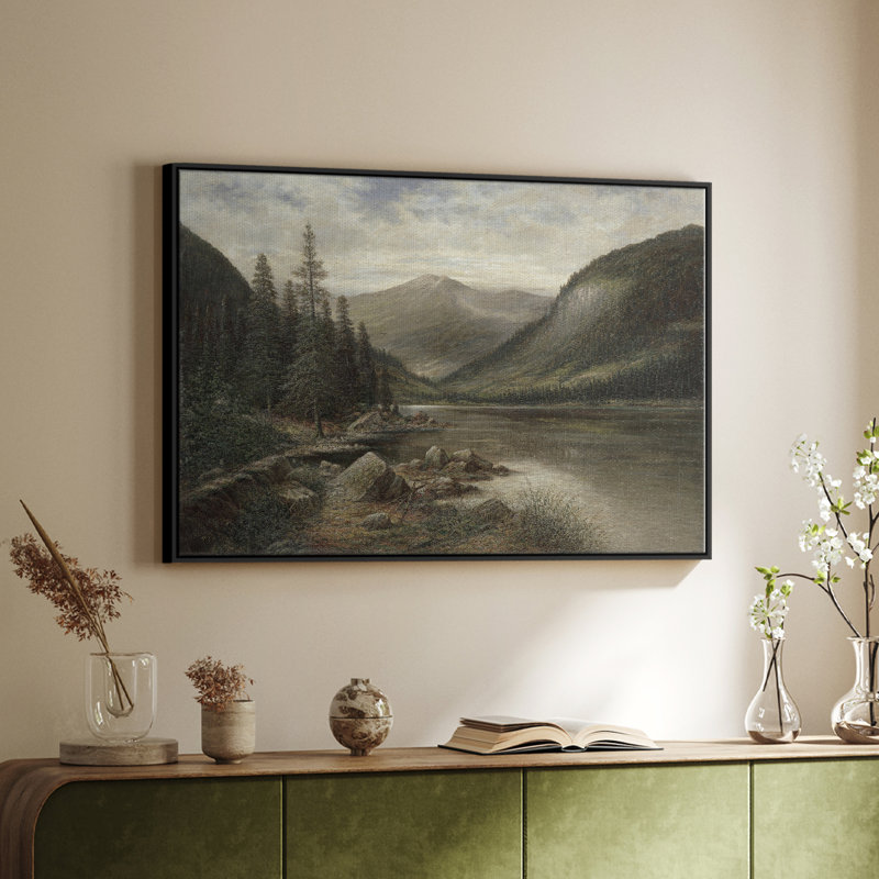Paysage rétro - CDIL, H 25 po x l 37 po x P 2 po, Toile avec cadre flottant noir