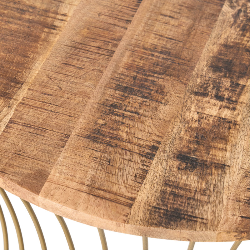 Table basse fabriquée à la main en fer et en bois de manguier - Rehausse votre décoration intérieure
