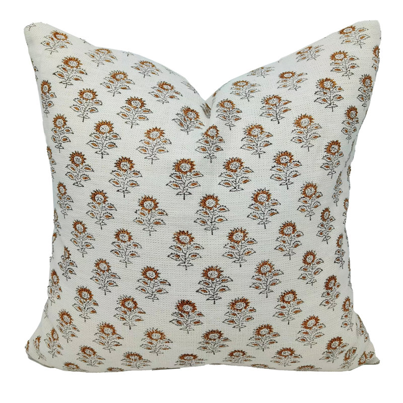 Coussin décoratif à motif de blocs de lin fabriqué à la main Fabribine - taille Bagrubuti - 22 x 22 po, 22 po x 22 po, Carré