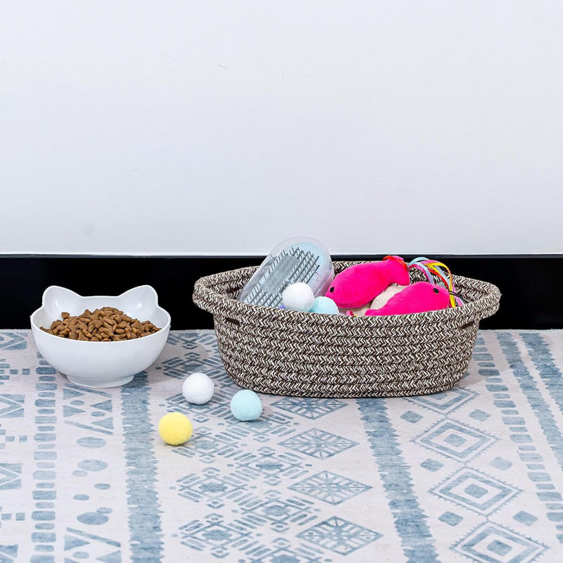 Paniers de rangement mixtes en corde de coton tissé brun (ensemble de 5)