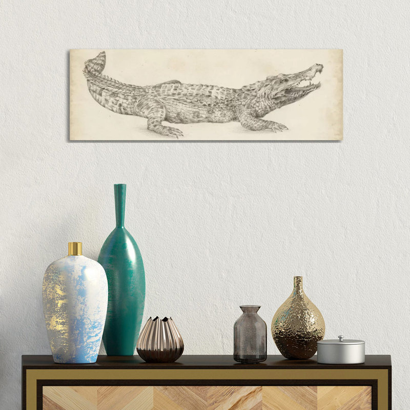 Ethan Harper Alligator Sketch Wrapped Canvas Art, 12" x 36"