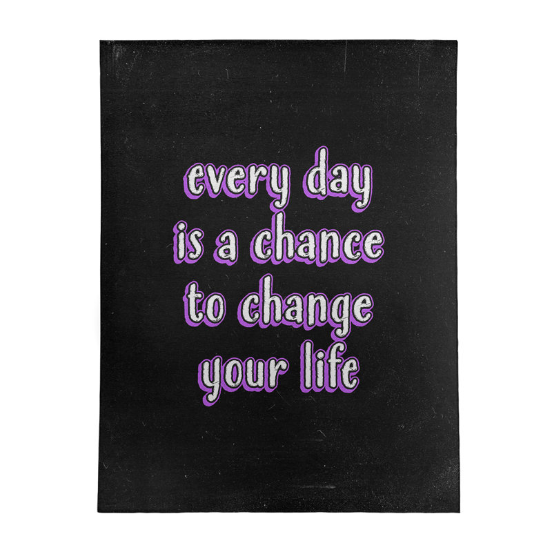 Tapis de poly-chenille style tableau noir change your life quote, Rectangle 9 pi x 12 pi