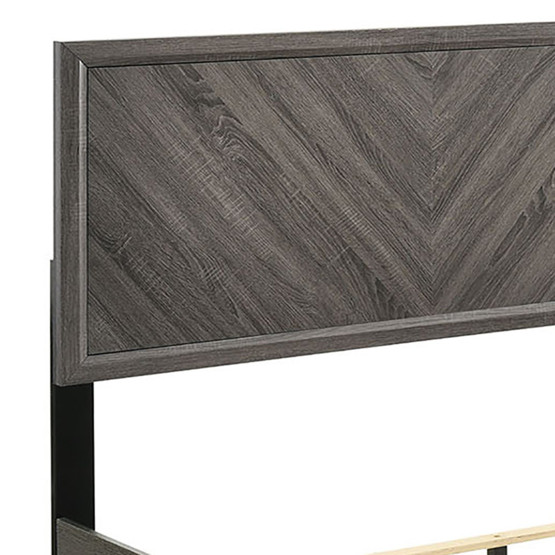 King Size Wood Panel Bed in Gray