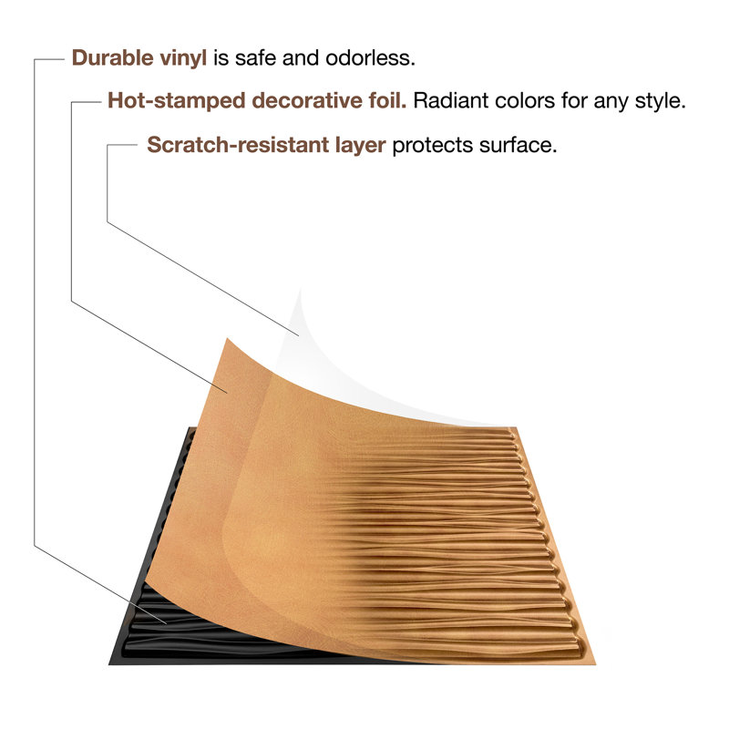 Traditional 24'' L x 24'' W Textured Vinyl Drop-In Ceiling Tile, Moonstone Copper