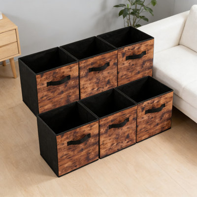 Ensemble de 6 cubes de rangement pliables en tissu avec poignées, bacs de rangement pliables de 13 pouces pour tablettes, placard et rangement