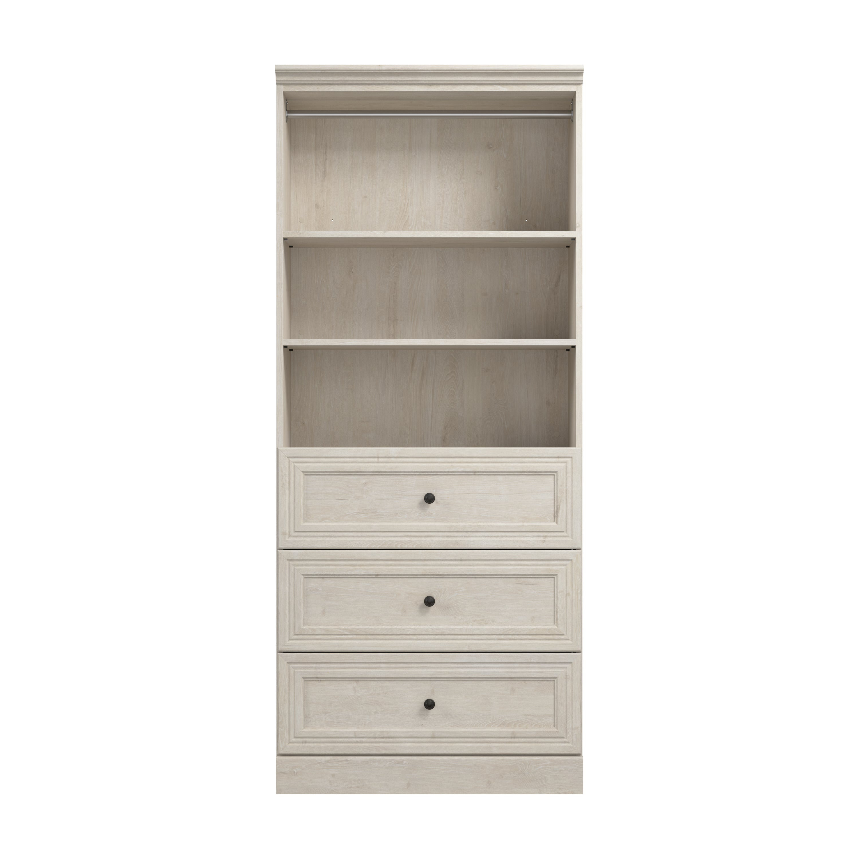 36W Closet Organizer with Drawers in Linen White Oak by Bestar