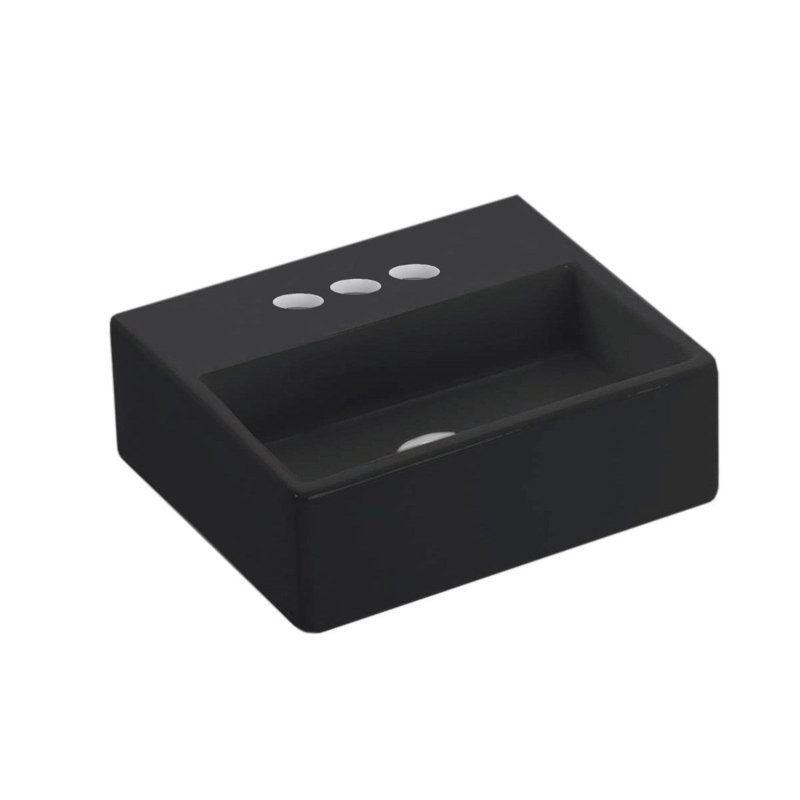 Quattro 13'' L Bathroom Sink, Matte Black, Centerset Faucet