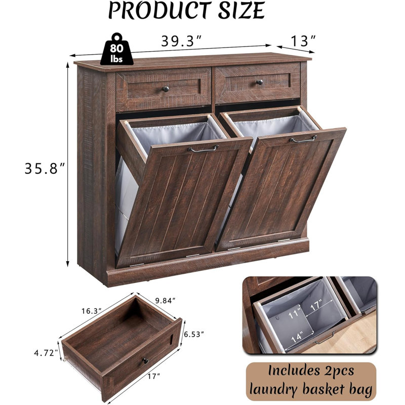 jingtingshan Double Tilt Laundry Basket Cabinet | Wayfair