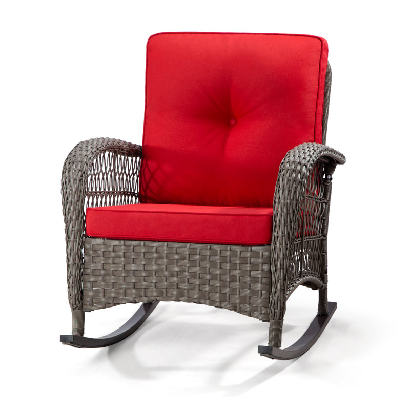 Chaise de patio avec coussins Mevlude, Rouge