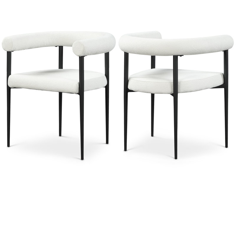 Chaise de salle à manger rembourrée Louie, Tissu crème bouclé