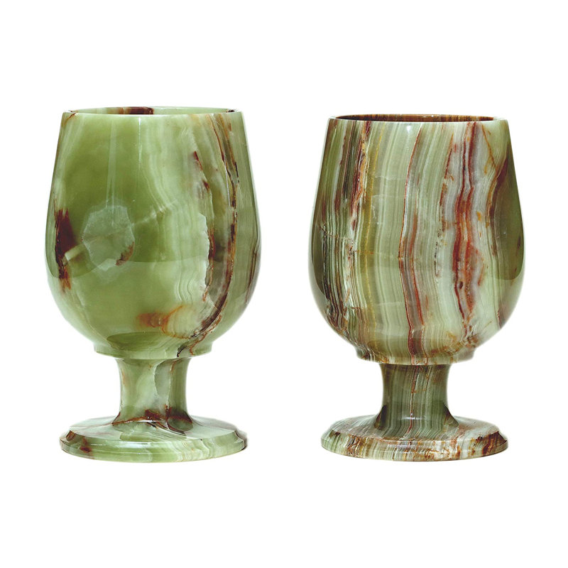 Ensemble de 2 verres à vin Daaniya, Onyx vert
